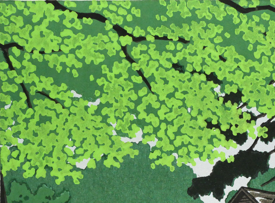 大本靖「恵迪寮（北海道大学）」木版画　拡大画像1