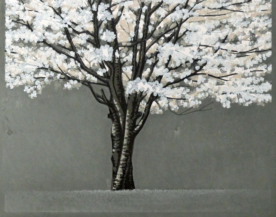 大本靖「北の桜」木版画　拡大画像4