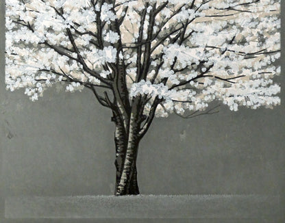 大本靖「北の桜」木版画　拡大画像4