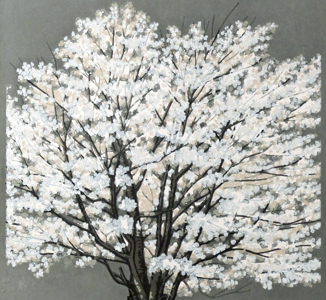 大本靖「北の桜」木版画　拡大画像3