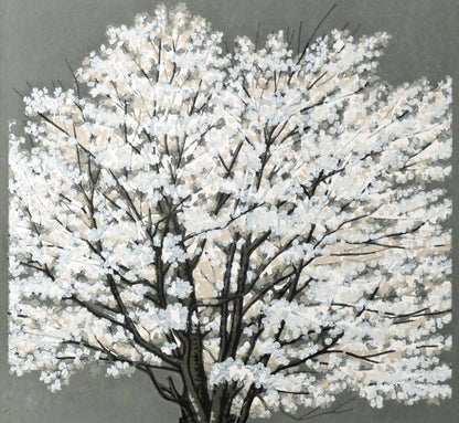 大本靖「北の桜」木版画　拡大画像3