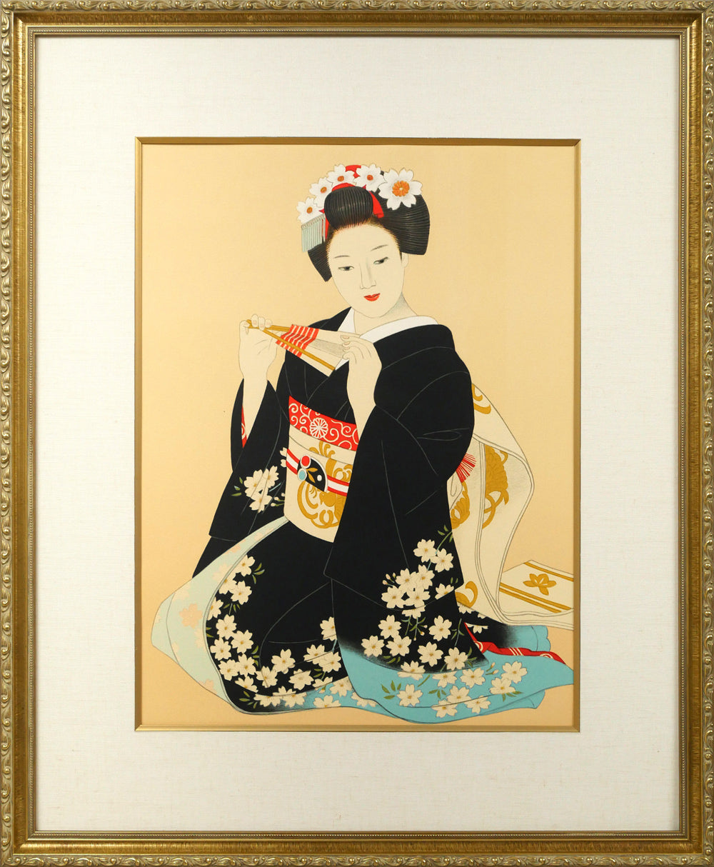 大竹五洋「桜花（舞妓）」リトグラフ