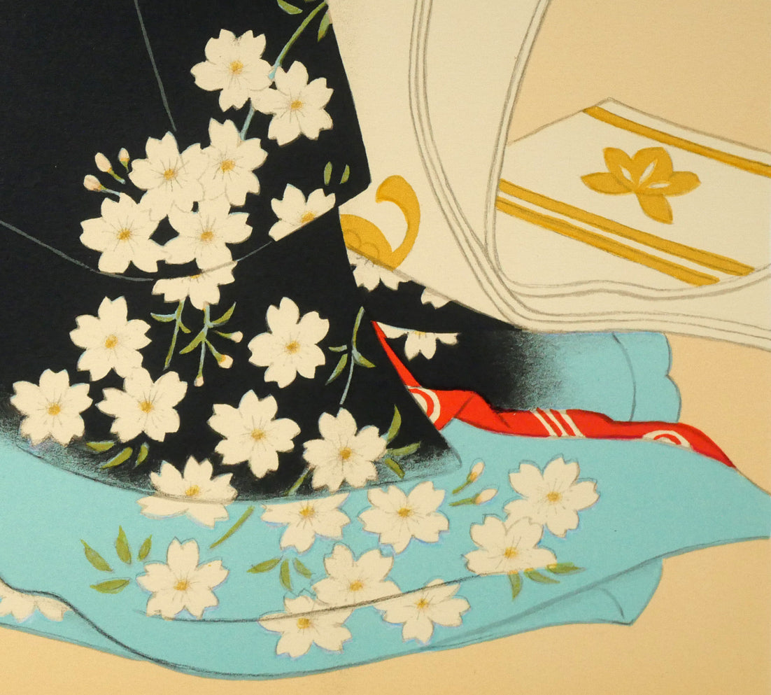 大竹五洋「桜花（舞妓）」リトグラフ　拡大画像8