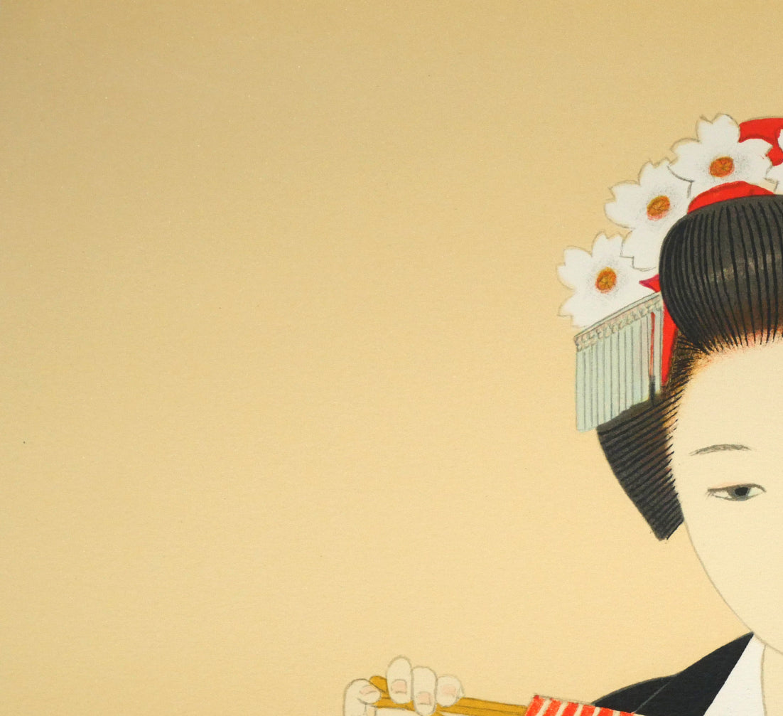 大竹五洋「桜花（舞妓）」リトグラフ　拡大画像1
