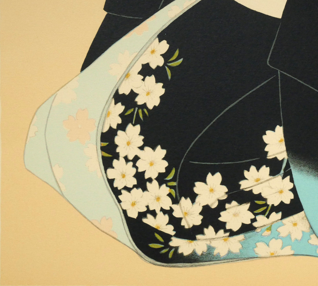 大竹五洋「桜花（舞妓）」リトグラフ　拡大画像7