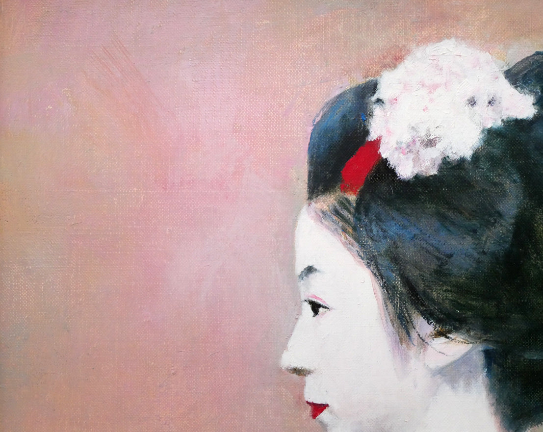 大歳克衛「舞妓（光津江・祇園）」油絵・F6号 – 小竹美術