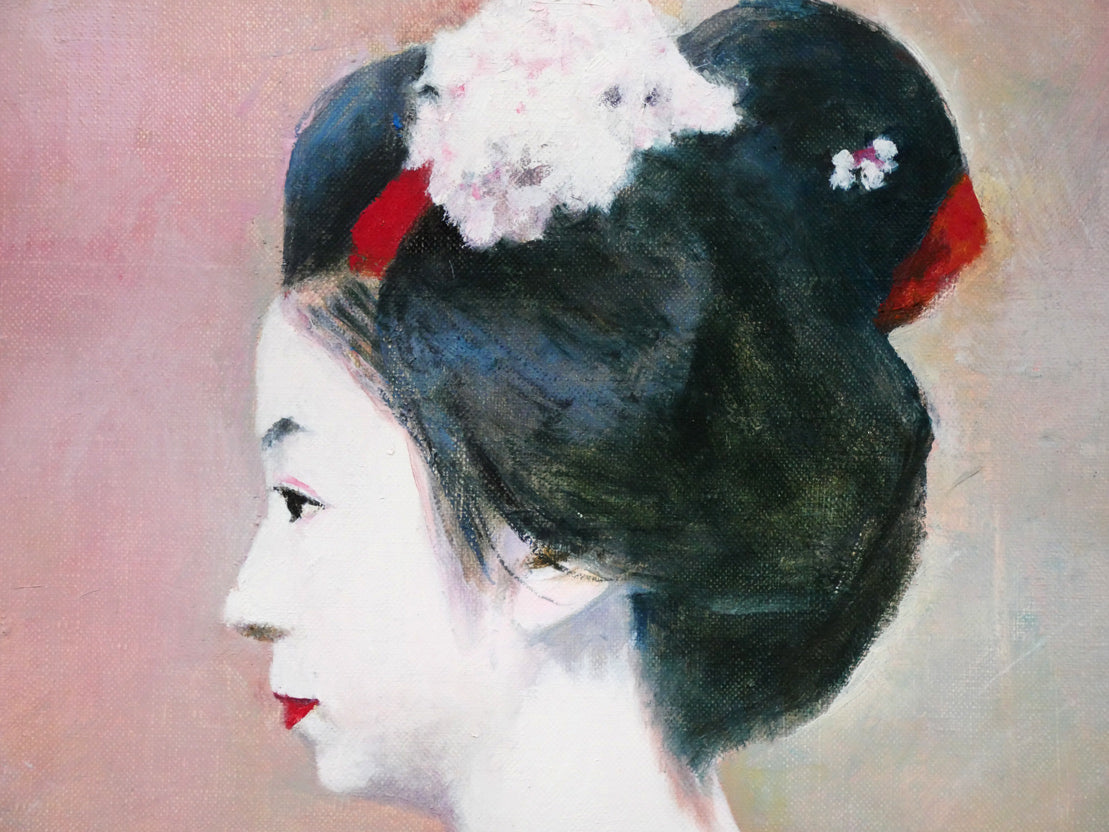 大歳克衛「舞妓（光津江・祇園）」油絵・F6号　拡大画像2