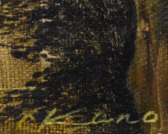 岡野浩二「白い壁」油絵・P8号　サイン拡大画像