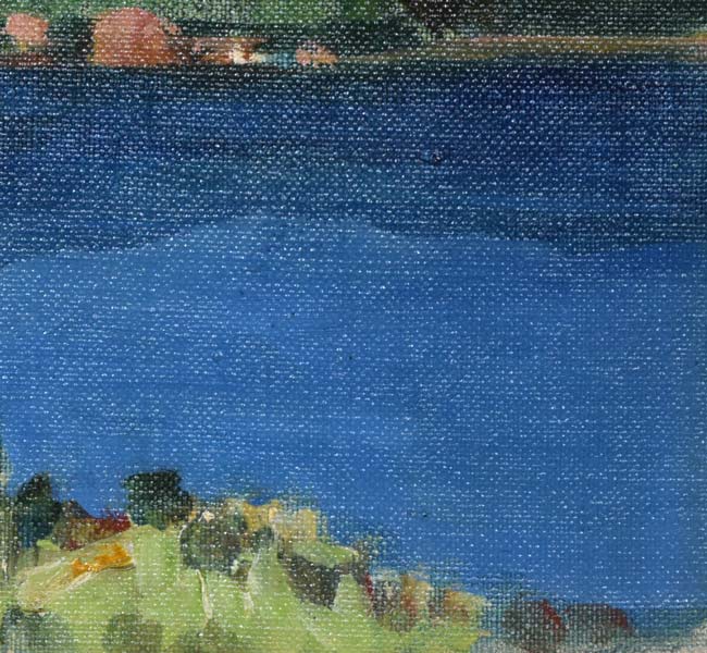 小野垣哲之助「摩周湖」油絵・F3号　拡大画像4