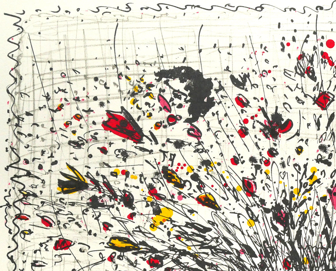 小野州一「花」リトグラフ　拡大画像1