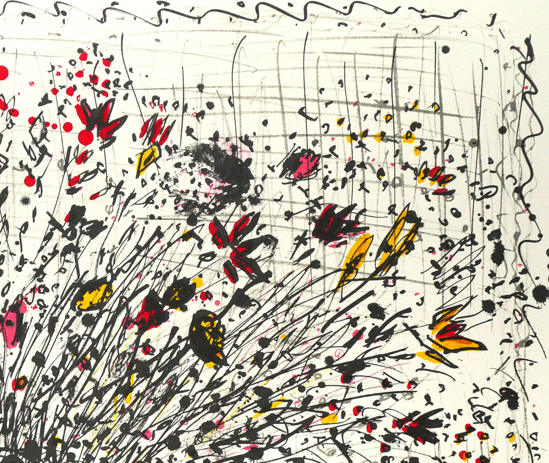 小野州一「花」リトグラフ　拡大画像2