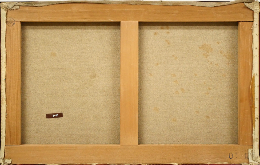 小野州一「椅子のある風景（PARIS）」油絵・M10号　キャンバス裏側画像