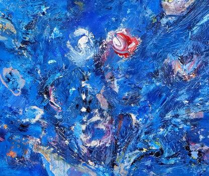 小野州一「花」油絵・F10号　拡大画像2