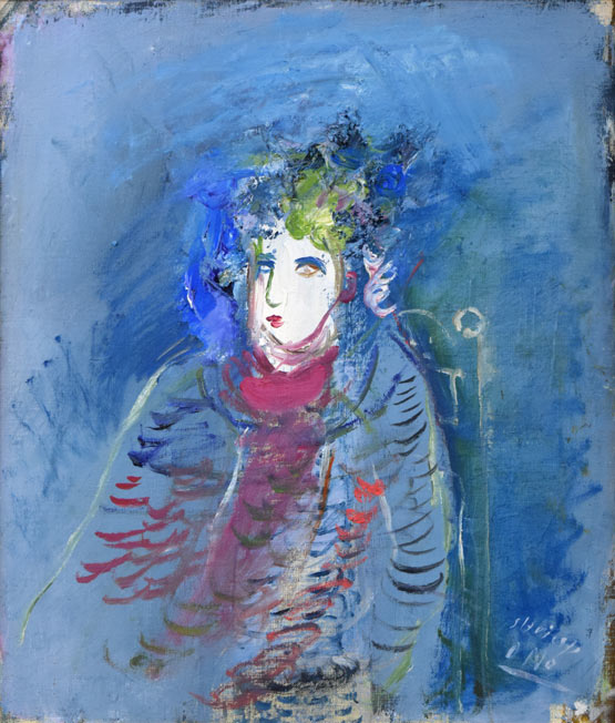 小野州一「婦人像」油絵・F10号　作品全体画像