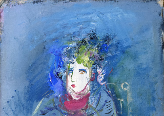 小野州一「婦人像」油絵・F10号　拡大画像1