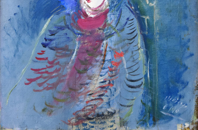小野州一「婦人像」油絵・F10号　拡大画像4