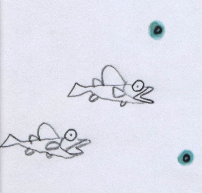 おおば比呂司「素潜り漁（仮題）」水彩画・鉛筆　拡大画像1
