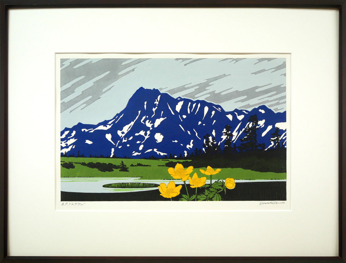 大本靖「トムラウシ 」木版画