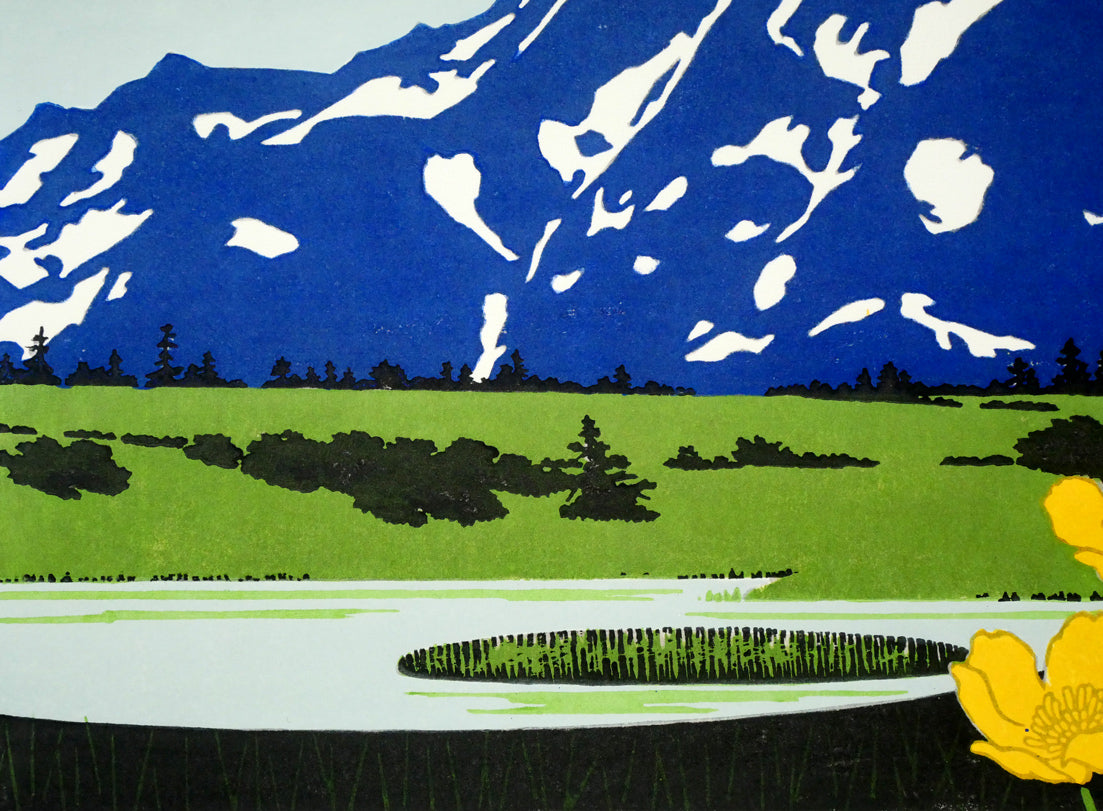 大本靖「トムラウシ」木版画　拡大画像3