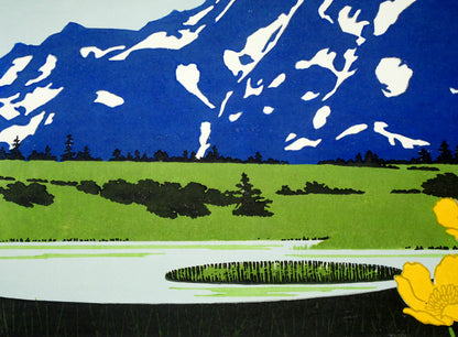 大本靖「トムラウシ」木版画　拡大画像3