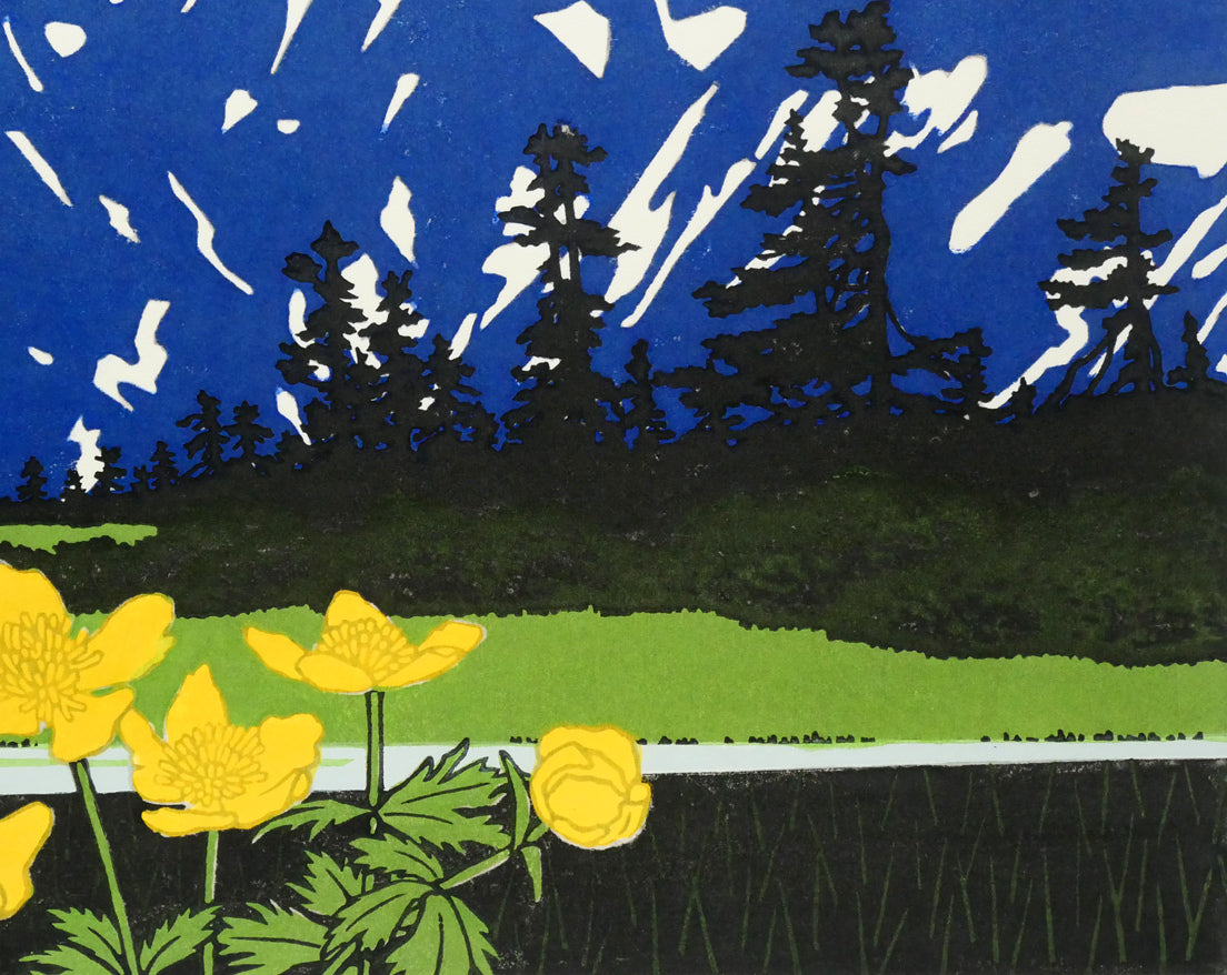 大本靖「トムラウシ」木版画　拡大画像4