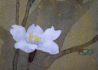 大野逸男「桜」日本画・短冊額装　拡大画像2