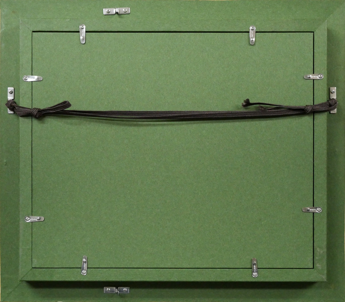 大月源二「福寿草」油絵・F3号　額縁裏側画像