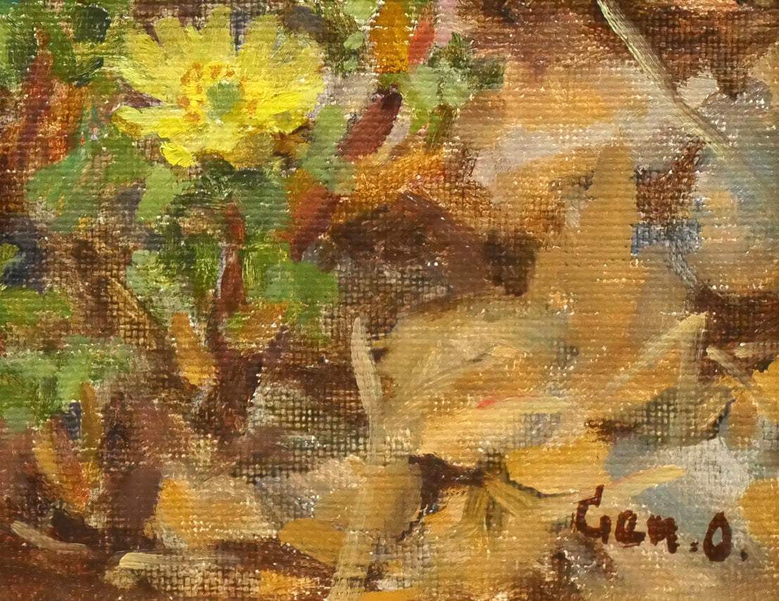 大月源二「福寿草」油絵・F3号　拡大画像4