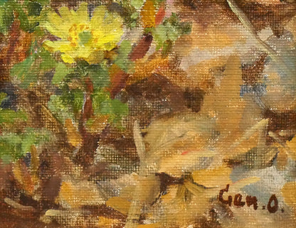 大月源二「福寿草」油絵・F3号　拡大画像4