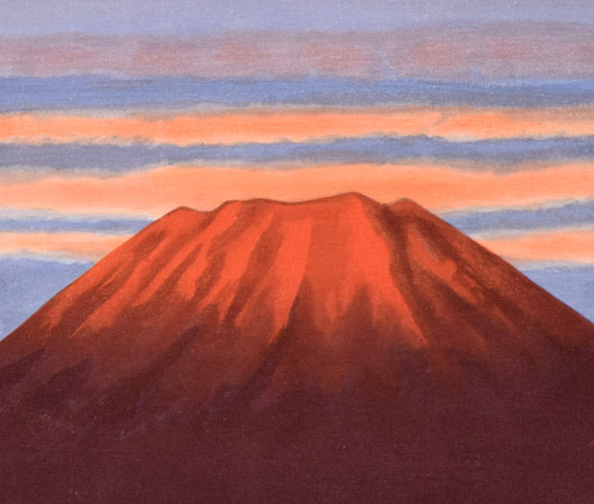 大山忠作「春暁（赤富士）」木版画　拡大画像2