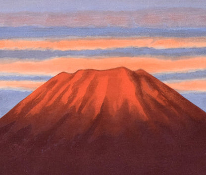 大山忠作「春暁（赤富士）」木版画　拡大画像2