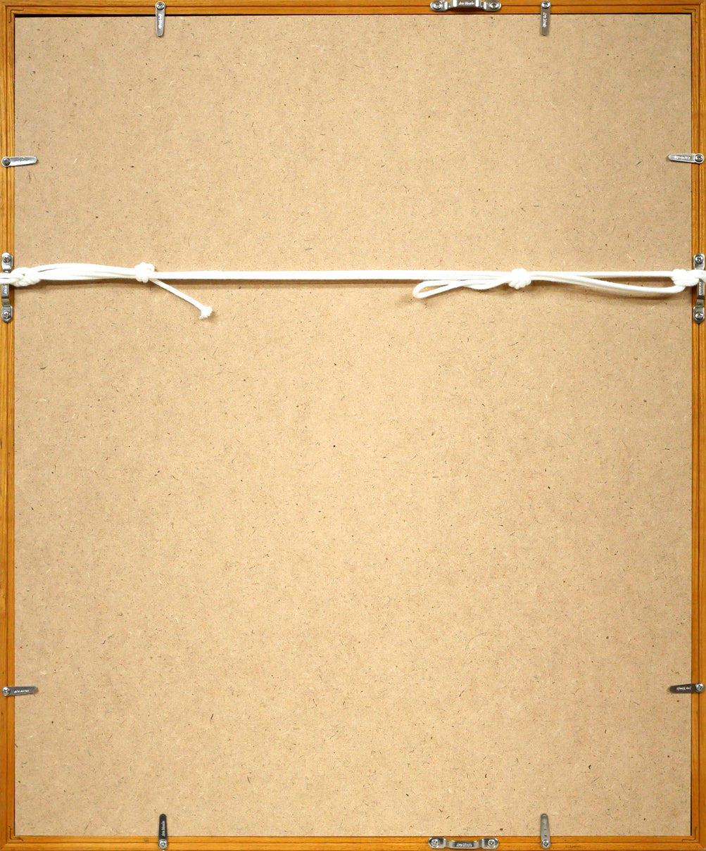 大月源二「札病棟415号室にて・花（画集掲載作）」水彩画・5号　額縁裏側画像