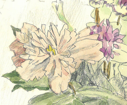 大月源二「札病棟415号室にて・花（画集掲載作）」水彩画・5号　拡大画像2