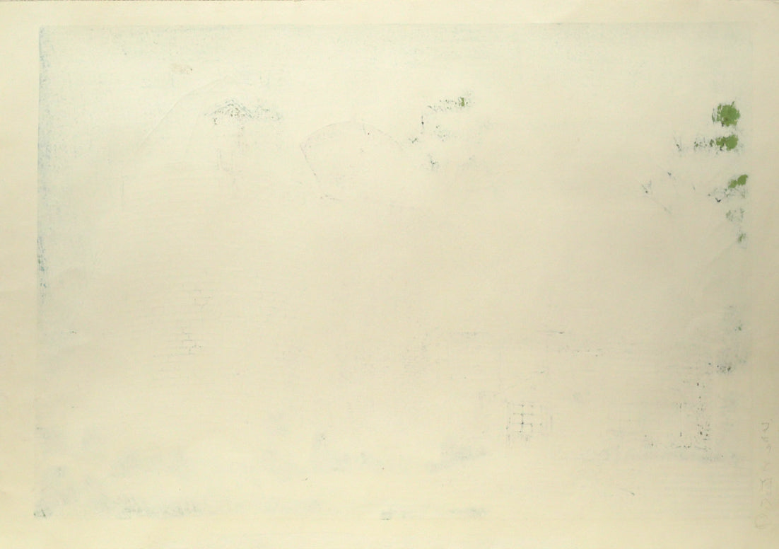 尾崎志郎「ブロックと煉瓦のサイロ」木版画　作品シート裏側画像