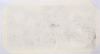 尾崎志郎「藤柵のある家」木版画に手彩色　作品裏側画像