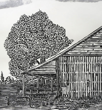 尾崎志郎「古い馬小屋（B）」木版画　拡大画像4