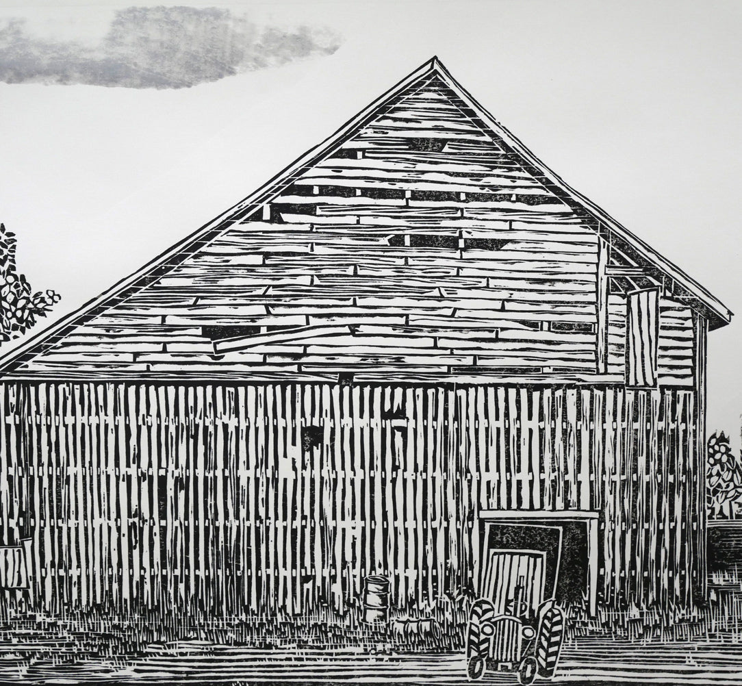 尾崎志郎「古い馬小屋（B）」木版画　拡大画像5