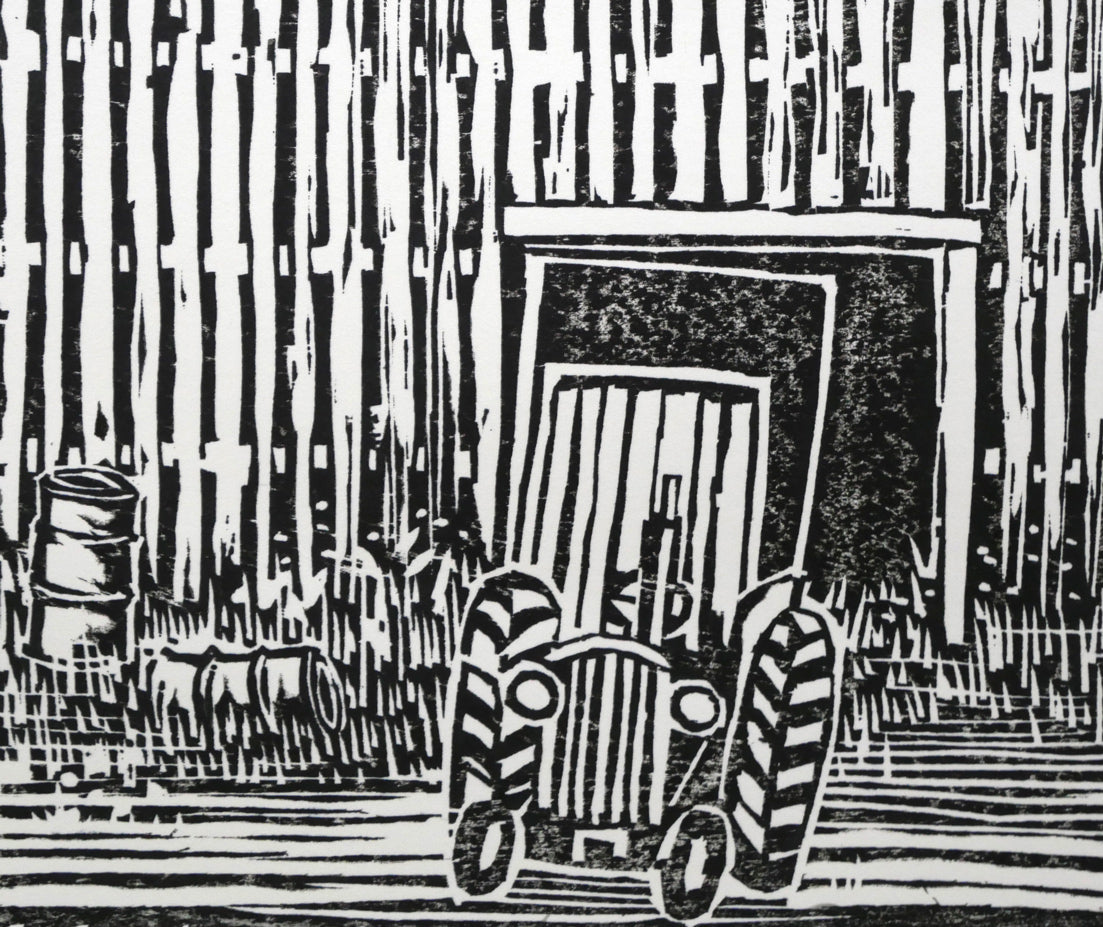尾崎志郎「古い馬小屋（B）」木版画　拡大画像6