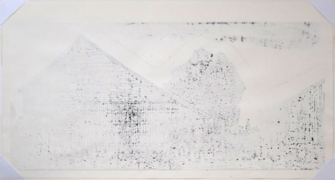 尾崎志郎「古い馬小屋（B）」木版画　作品シート裏側画像