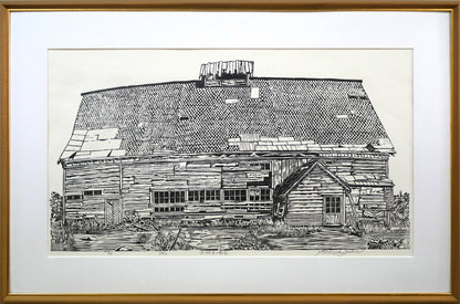 尾崎志郎「浜婦美の番屋（積丹）」木版画