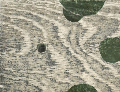 尾崎志郎「花とまりも」木版画　拡大画像1