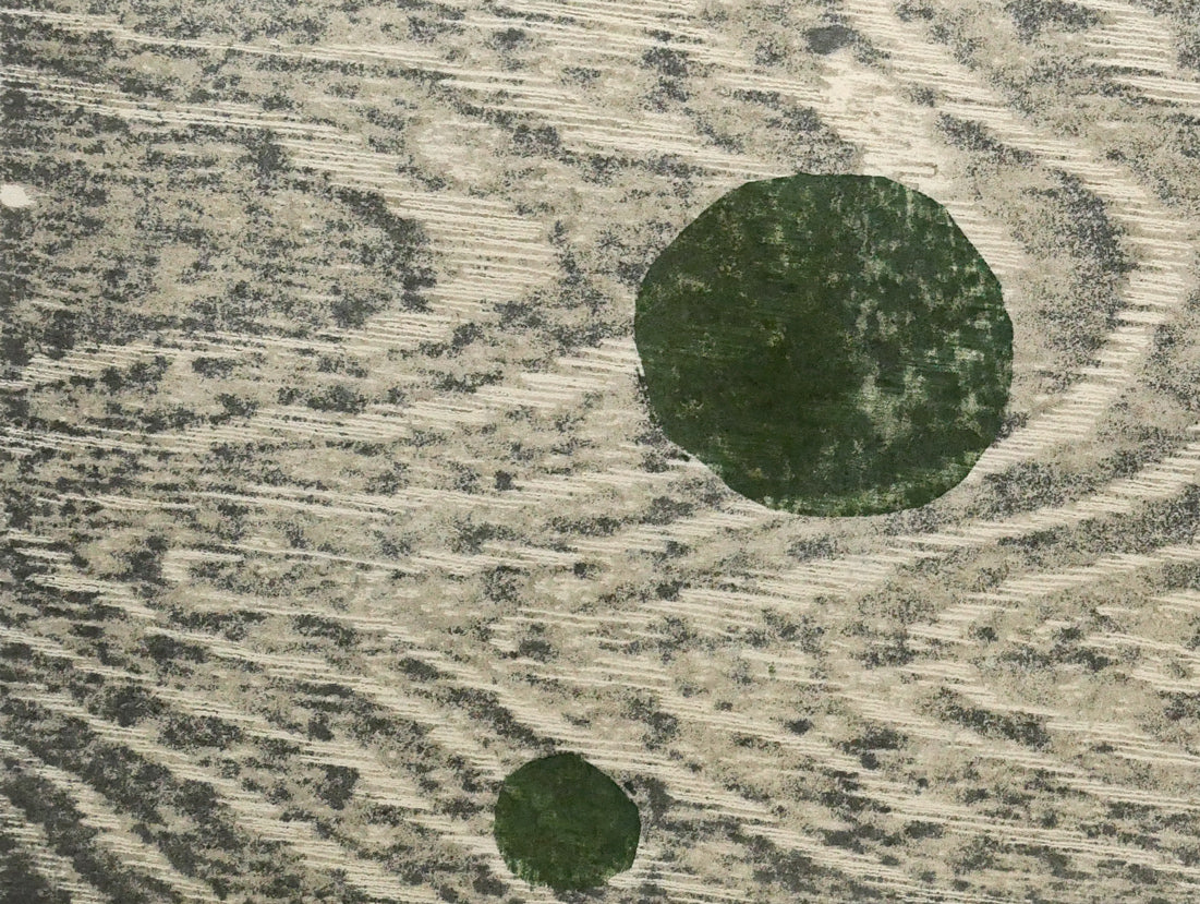尾崎志郎「花とまりも」木版画　拡大画像3