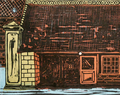 尾崎志郎「石の家」木版画　拡大画像3