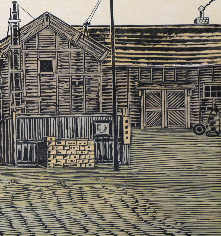 尾崎志郎「漁村（増毛）」木版画　拡大画像7