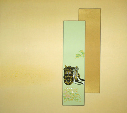 小沢香庵「立雛」彩色画絹本・掛軸尺五立・共箱　拡大画像1