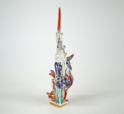 ペーター　シュトラング（PETER　STRANG）「キツネとコウノトリ（イソップ物語）」マイセン磁器（MEISSEN）　全体画像1