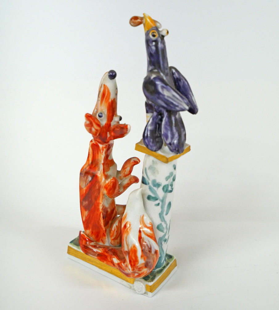 ペーター　シュトラング（PETER　STRANG）「キツネとカラス（イソップ物語）」マイセン磁器（MEISSEN）