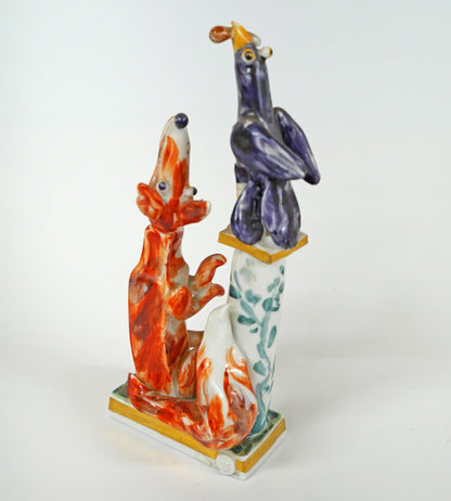 ペーター　シュトラング（PETER　STRANG）「キツネとカラス（イソップ物語）」マイセン磁器（MEISSEN）