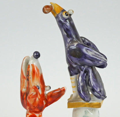 ペーター　シュトラング（PETER　STRANG）「キツネとカラス（イソップ物語）」マイセン磁器（MEISSEN）　拡大画像2
