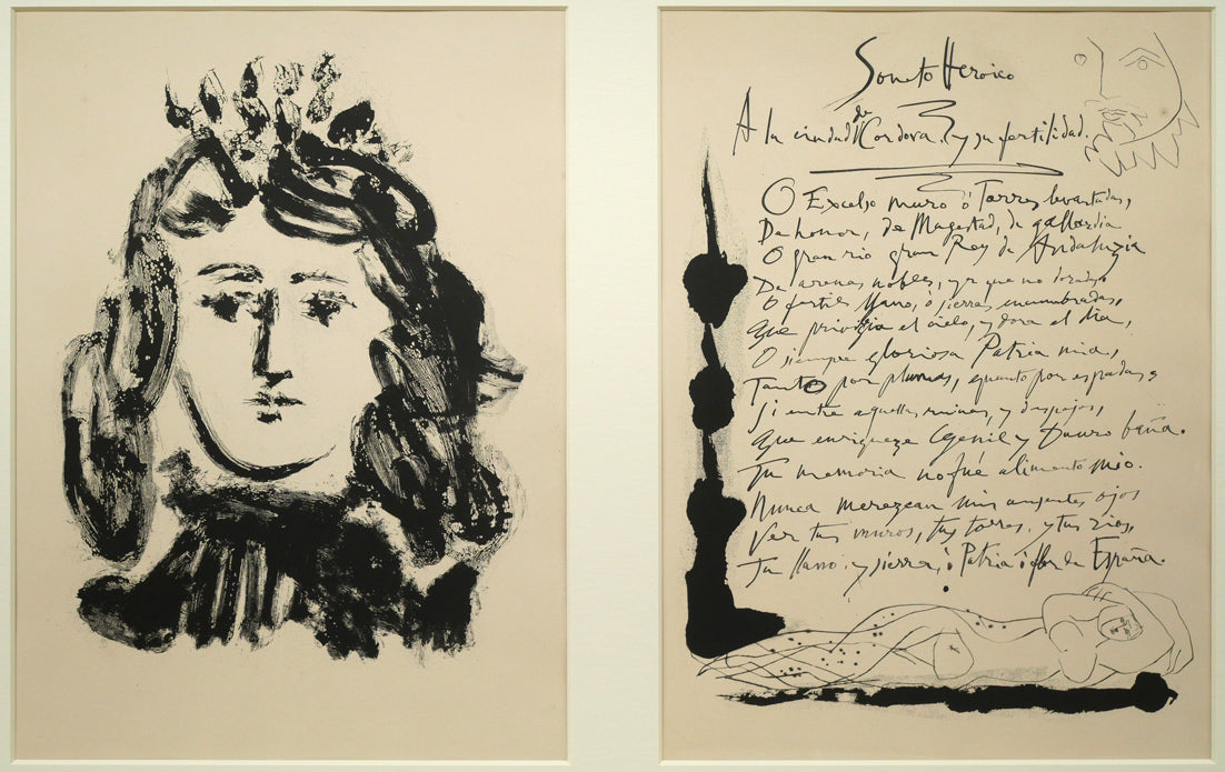 パブロ　ピカソ（PICASSO）「『ゴンゴラ20の詩』より（2点1組額装）」銅版画　作品全体画像